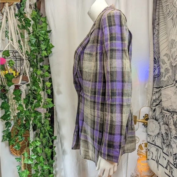 MONDI Germany vintage 100% Linen plaid blazer - Picture 5 of 7